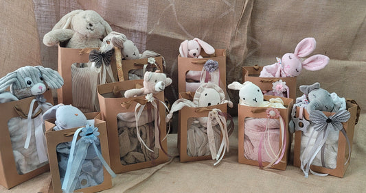 Baby Gift Pack - Lovey / Comforter & Muslin Blanket with Custom Embroidery