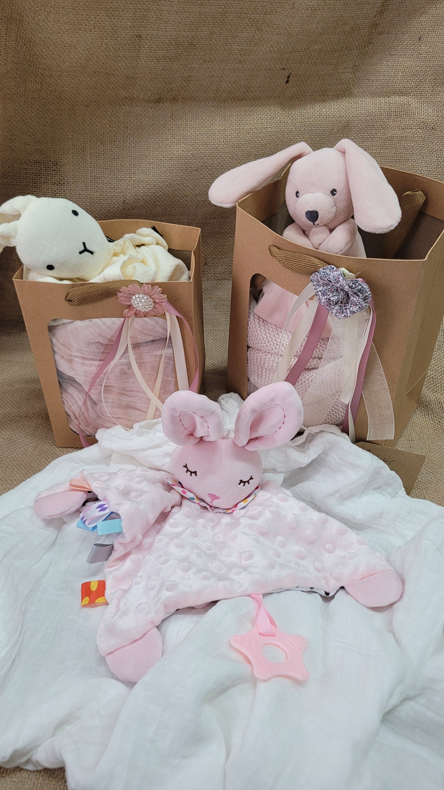 Baby Gift Pack - Lovey / Comforter & Muslin Blanket with Custom Embroidery