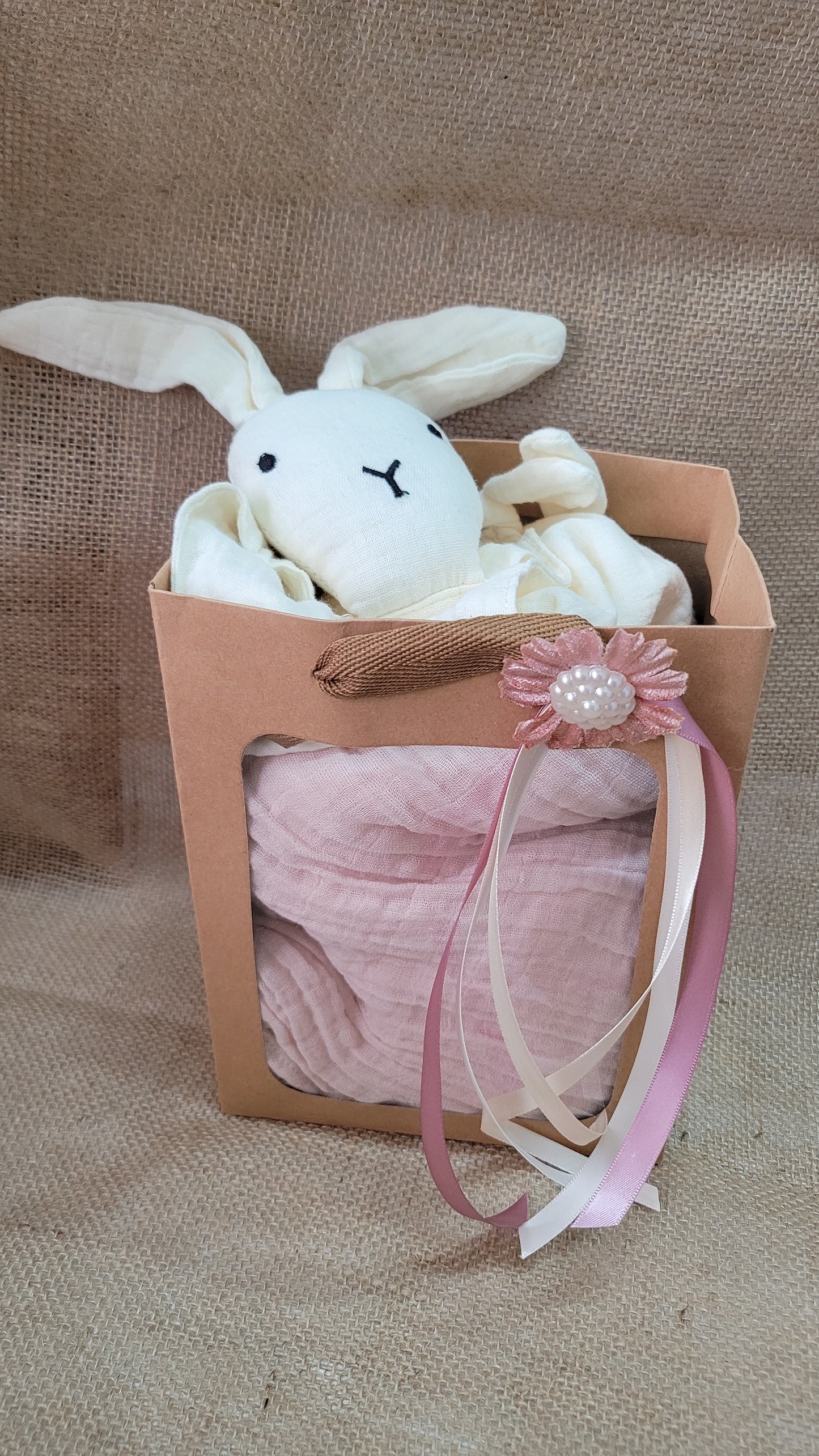 Baby Gift Pack - Lovey / Comforter & Muslin Blanket with Custom Embroidery